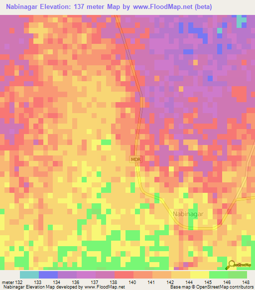 Nabinagar,India Elevation Map