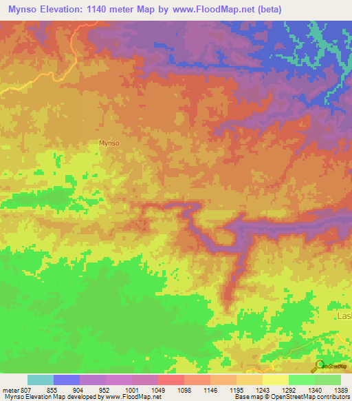 Mynso,India Elevation Map