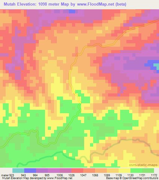 Mutah,India Elevation Map