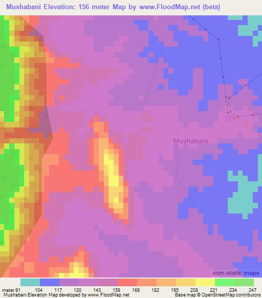 Mushabani,India Elevation Map
