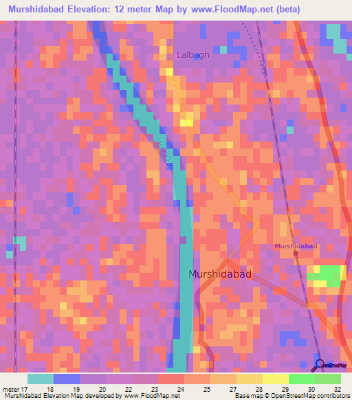 Murshidabad,India Elevation Map