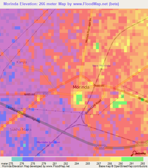Morinda,India Elevation Map
