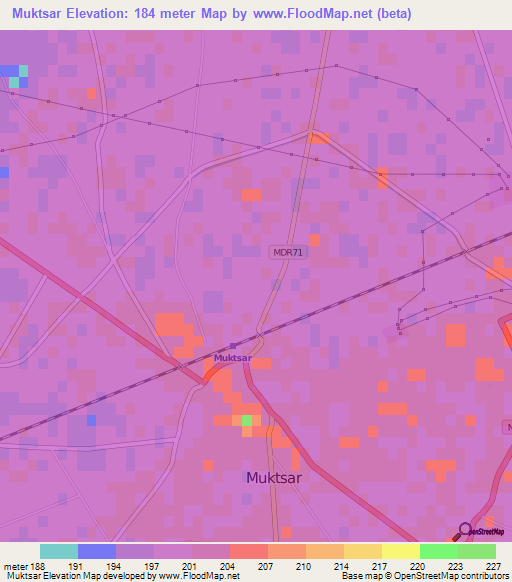 Muktsar,India Elevation Map