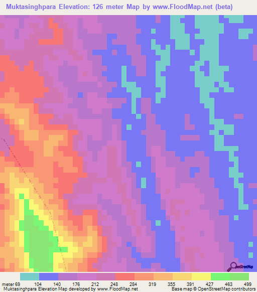 Muktasinghpara,India Elevation Map
