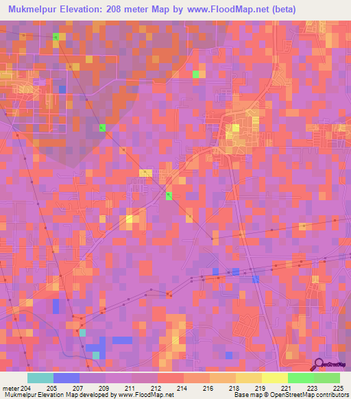 Mukmelpur,India Elevation Map