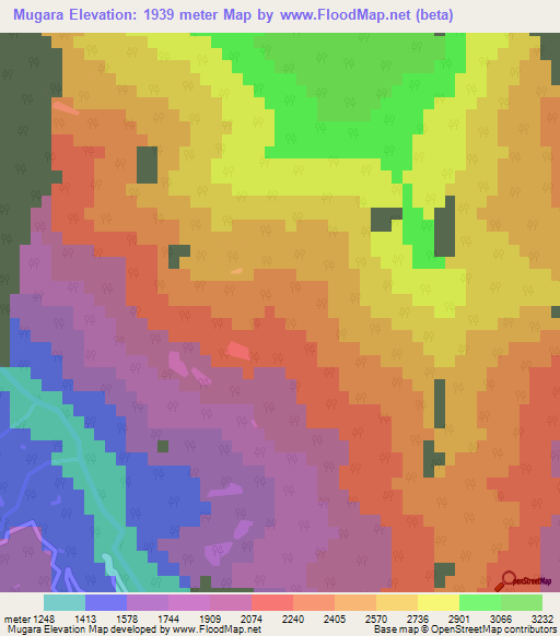 Mugara,India Elevation Map