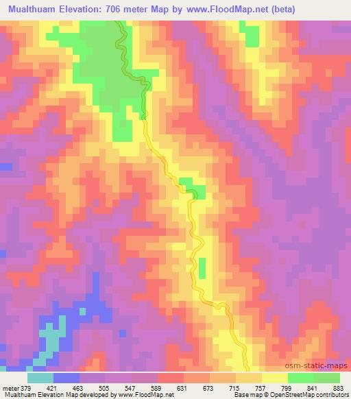 Mualthuam,India Elevation Map