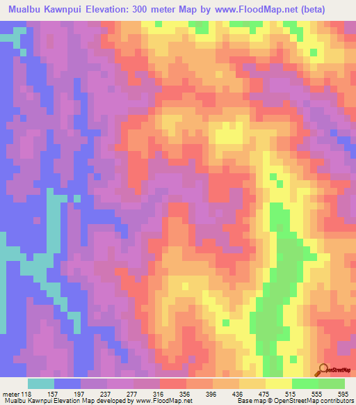 Mualbu Kawnpui,India Elevation Map