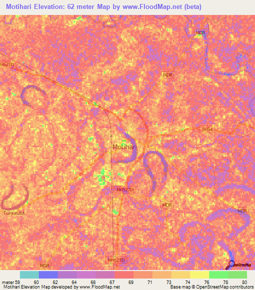 Motihari,India Elevation Map