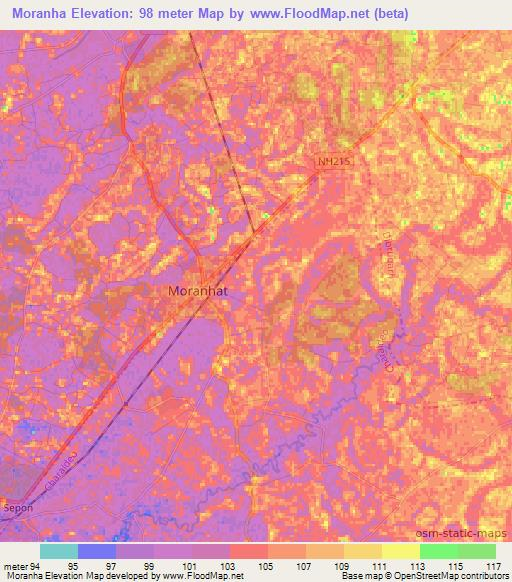 Moranha,India Elevation Map