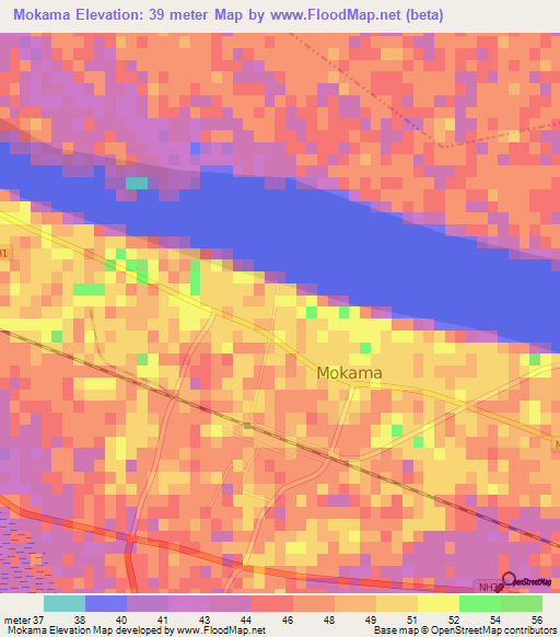 Mokama,India Elevation Map