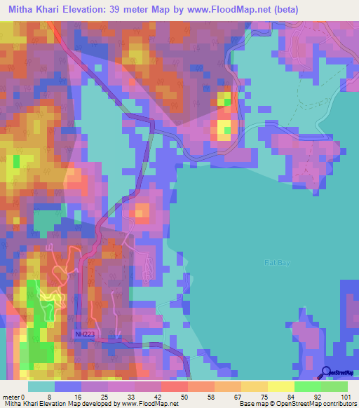 Mitha Khari,India Elevation Map