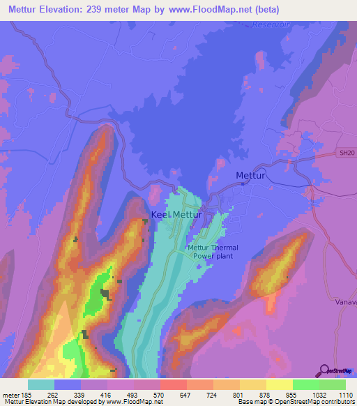 Mettur,India Elevation Map