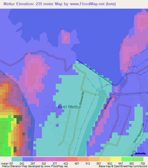 Mettur,India Elevation Map