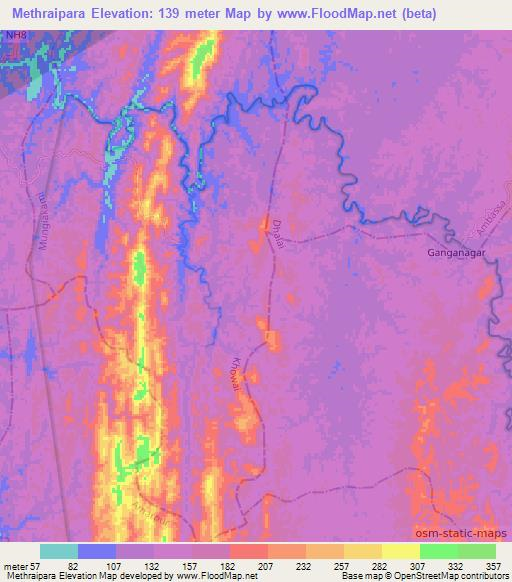 Methraipara,India Elevation Map