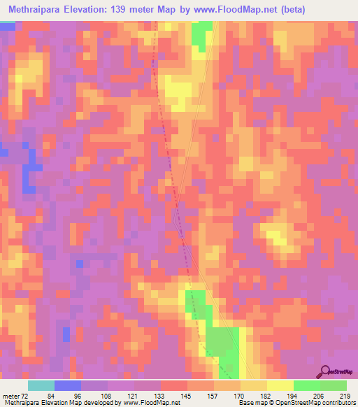 Methraipara,India Elevation Map