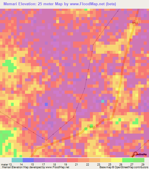 Memari,India Elevation Map