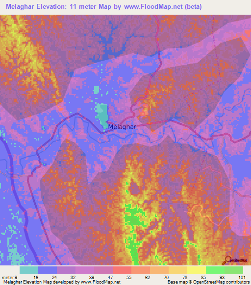 Melaghar,India Elevation Map