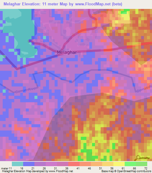 Melaghar,India Elevation Map