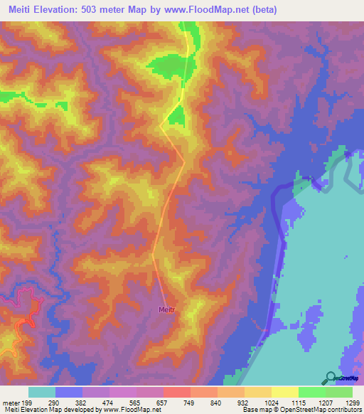 Meiti,India Elevation Map