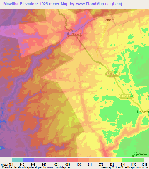 Mawliba,India Elevation Map