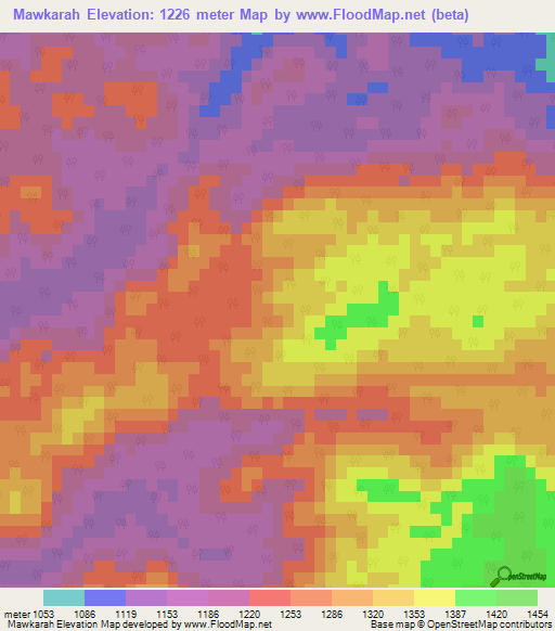 Mawkarah,India Elevation Map