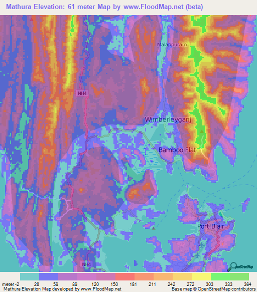 Mathura,India Elevation Map