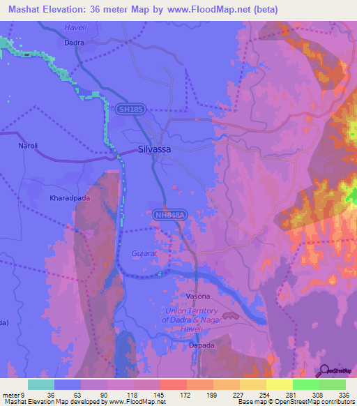 Mashat,India Elevation Map