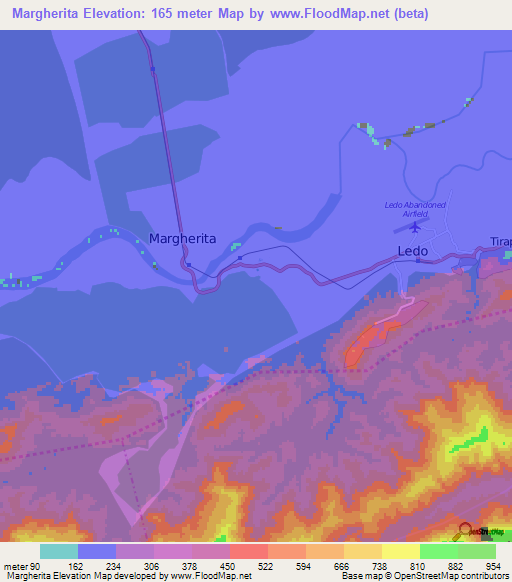 Margherita,India Elevation Map