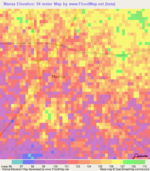 Mansa,India Elevation Map
