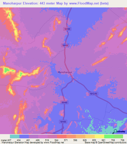 Manoharpur,India Elevation Map