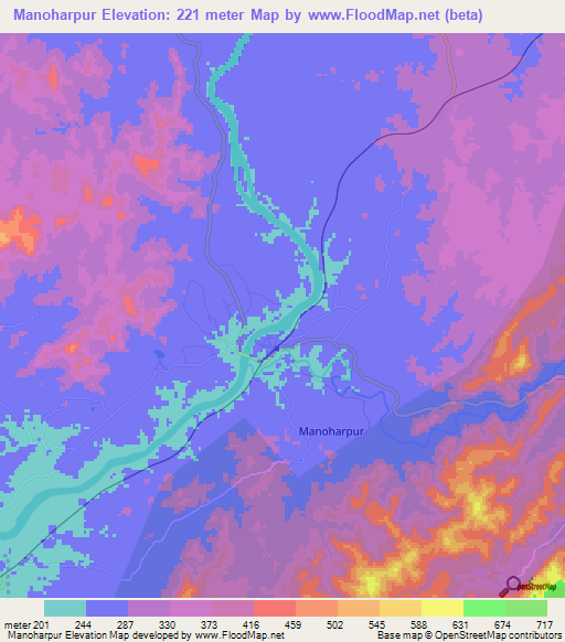 Manoharpur,India Elevation Map