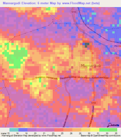 Mannargudi,India Elevation Map