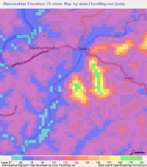 Mannarakkat,India Elevation Map