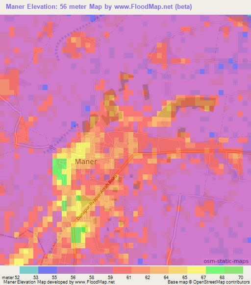 Maner,India Elevation Map