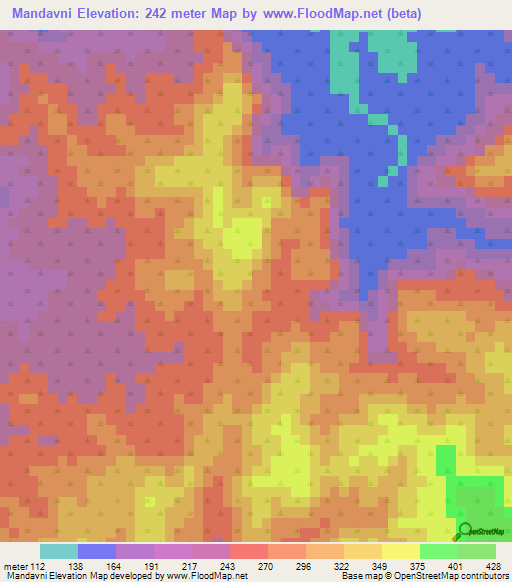 Mandavni,India Elevation Map