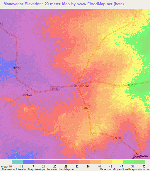 Manavadar,India Elevation Map