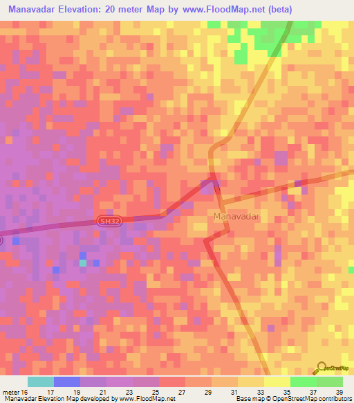 Manavadar,India Elevation Map