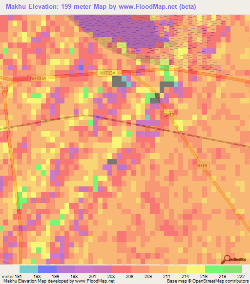 Makhu,India Elevation Map