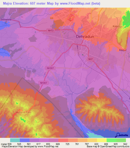 Majra,India Elevation Map