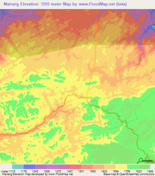 Mairang,India Elevation Map