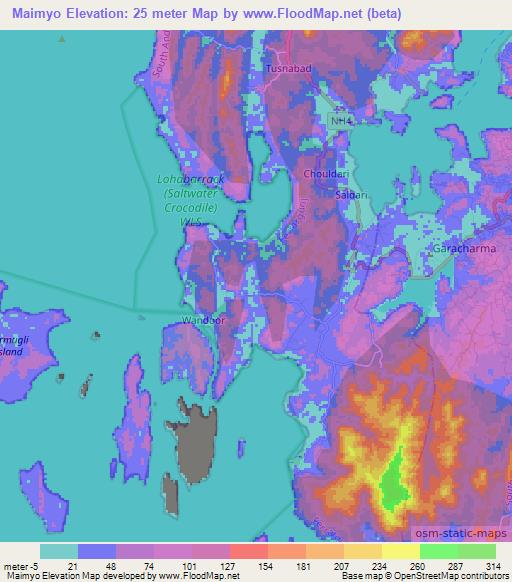 Maimyo,India Elevation Map