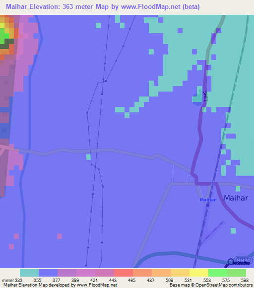 Maihar,India Elevation Map