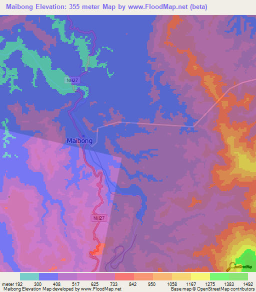 Maibong,India Elevation Map
