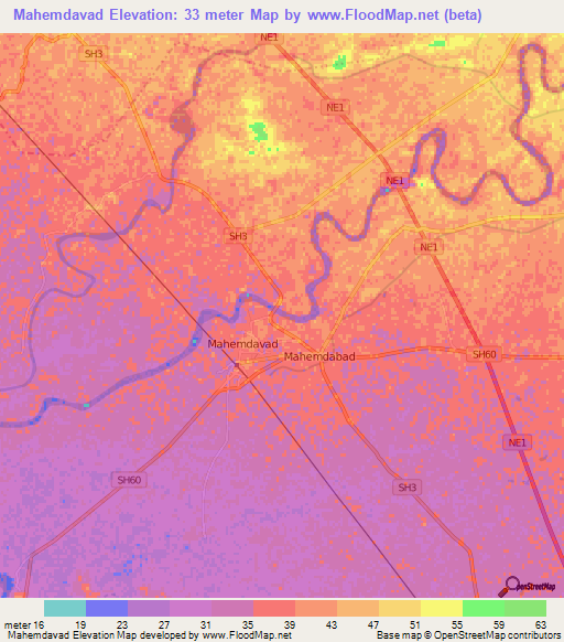 Mahemdavad,India Elevation Map