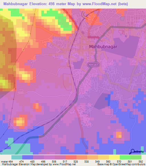 Mahbubnagar,India Elevation Map