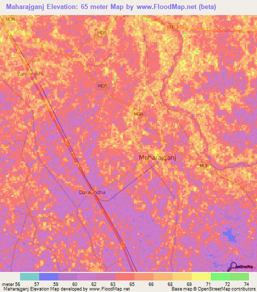Maharajganj,India Elevation Map