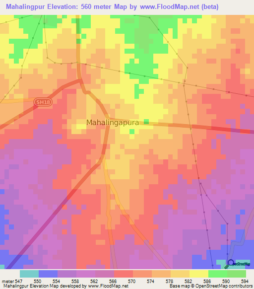 Mahalingpur,India Elevation Map
