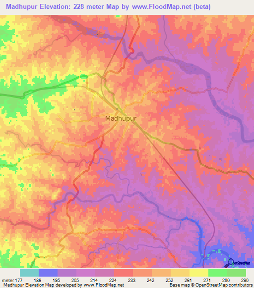 Madhupur,India Elevation Map