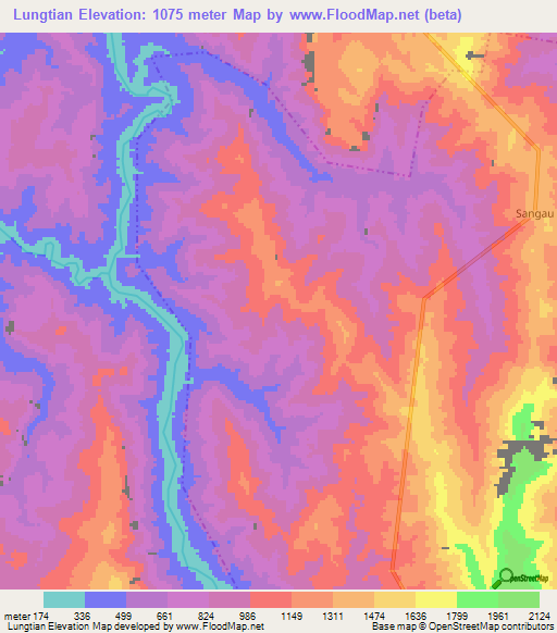 Lungtian,India Elevation Map